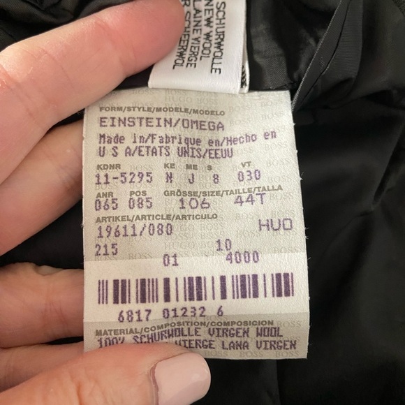 Men! NWT Hugo Boss Einstein Omega Wool Blazer Sports Coat Jacket Dark size 44T - Picture 8 of 8